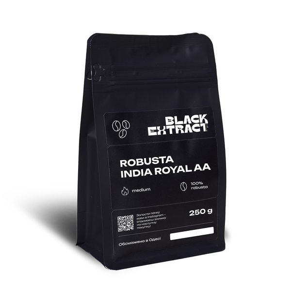 Натуральный кофе Робуста India Royal AA свежей обжарки 250 г зерно без помола 7 фото